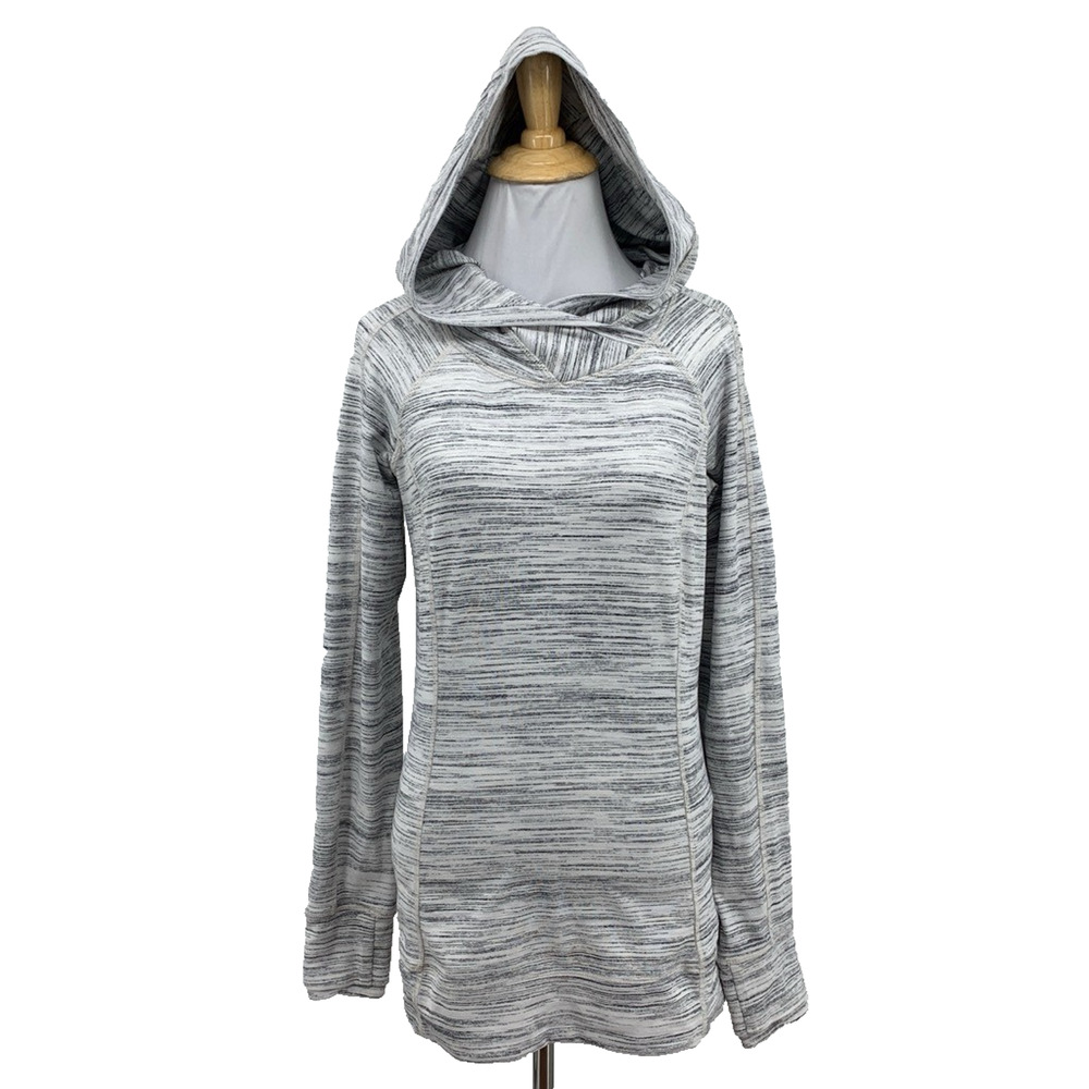 Lululemon Hoodie Womens 6 White Ash Think Fast Space Dye Camo Thumbhole Pullover